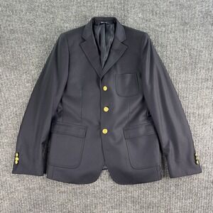 Brooks Brothers Blazer Boys 16 R Navy Wool Loro Piana Italy Golden Button Logo